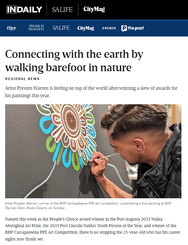 Connecting with the earth by walking barefoot in nature.